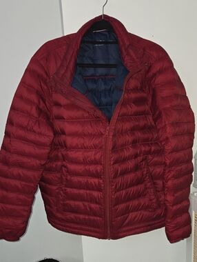 Tommy Hilfiger Burgundy Quilted Down-Style Puffer Jacket